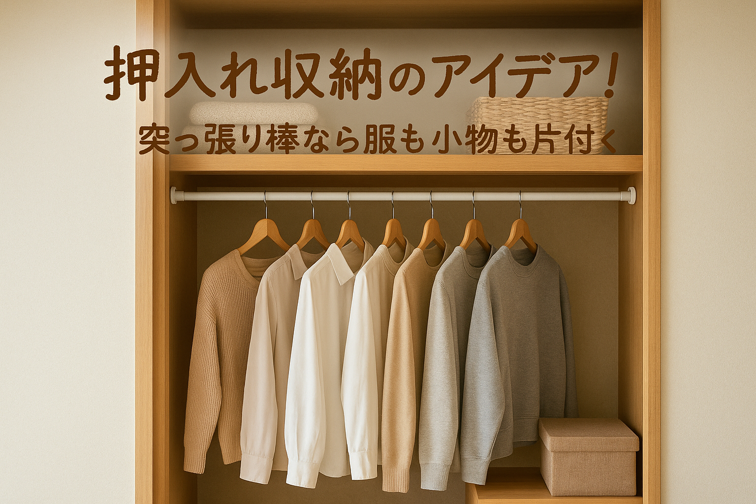 押入れ収納のアイデア！突っ張り棒なら服も小物も片付く