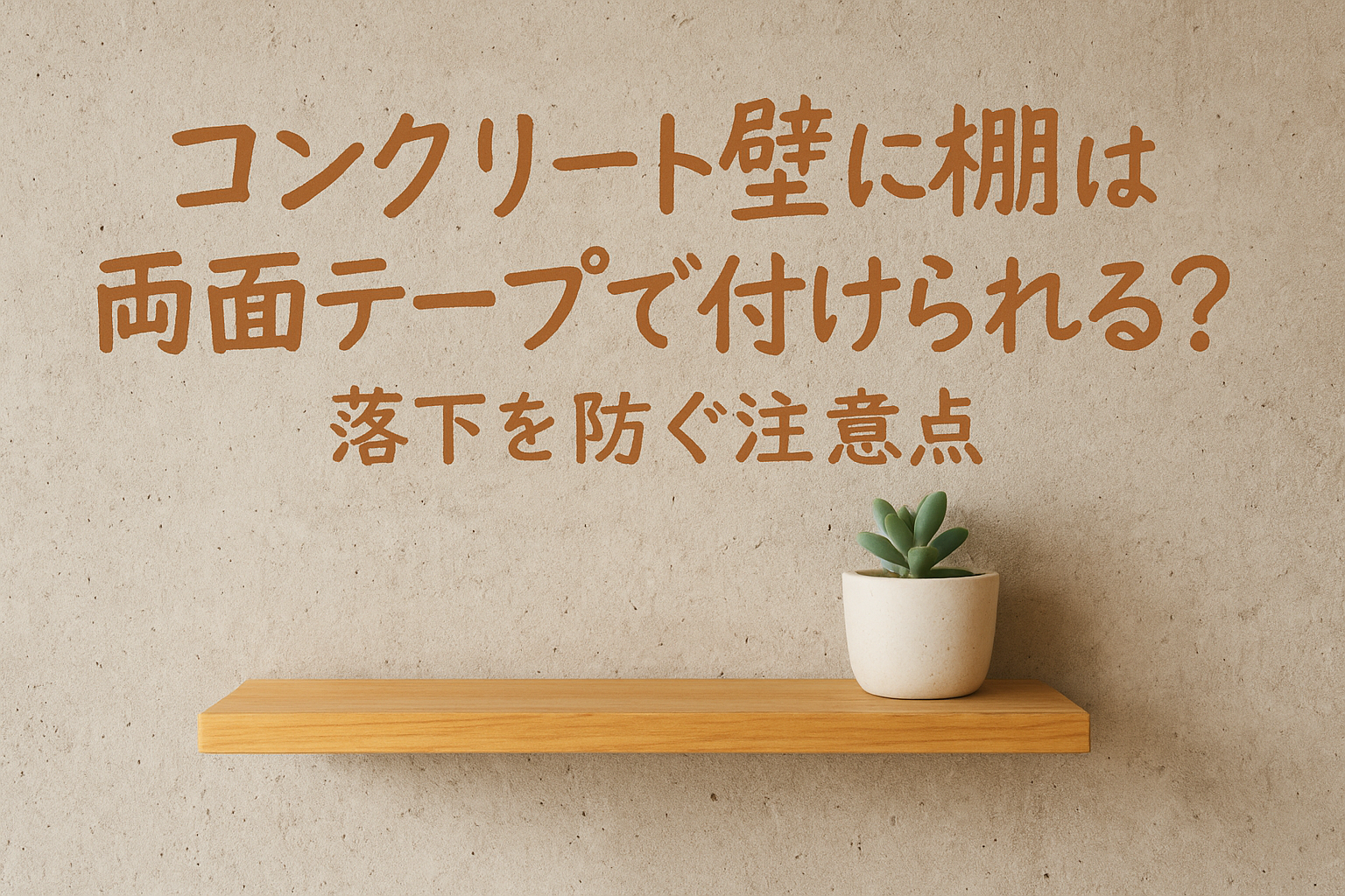 コンクリート壁に棚は両面テープで付けられる?落下を防ぐ注意点