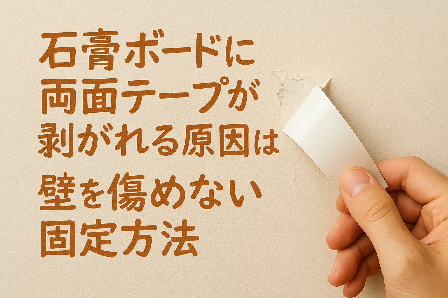 石膏ボードに両面テープが剥がれる原因は?壁を傷めない固定方法