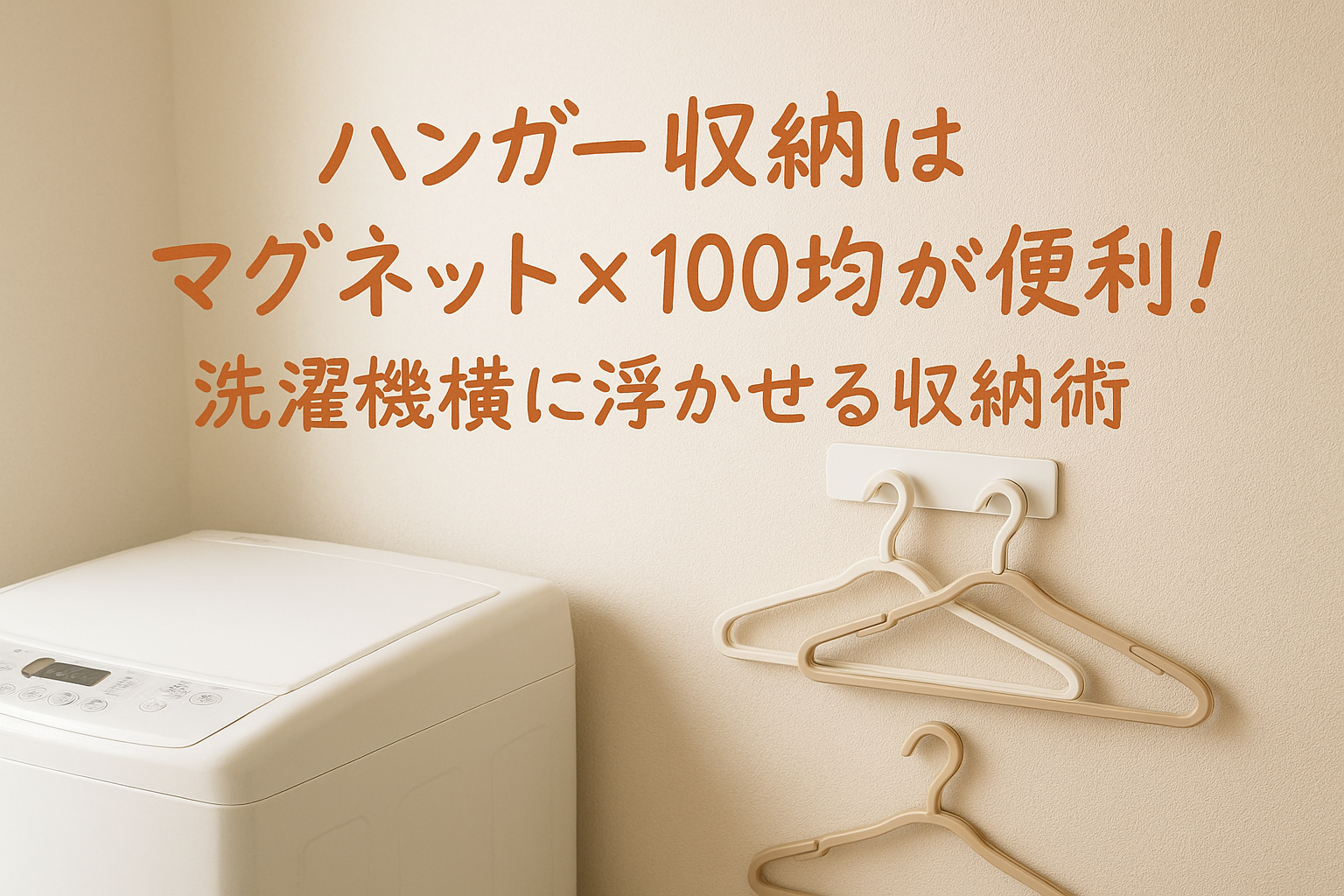 ハンガー収納はマグネット×100均が便利!洗濯機横に浮かせる収納術